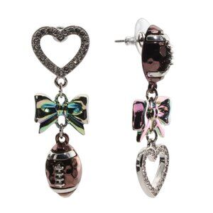 BETSEY JOHNSON Brown Mismatched Love Football Earrings